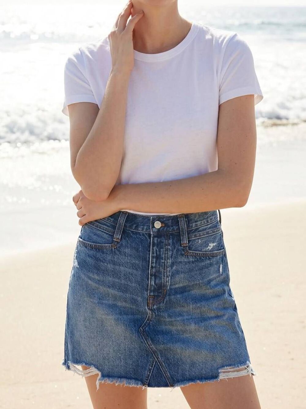 🔹️NWT Madewell Blue Rigid Denim A-Line Button Fly Skirt Size 6